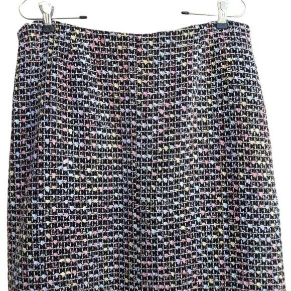 90's Carlucci Embroidery Plaid Pastel Rainbow Tweed Frayed Hem Wrap Skirt Sz 10 - Picture 8 of 11